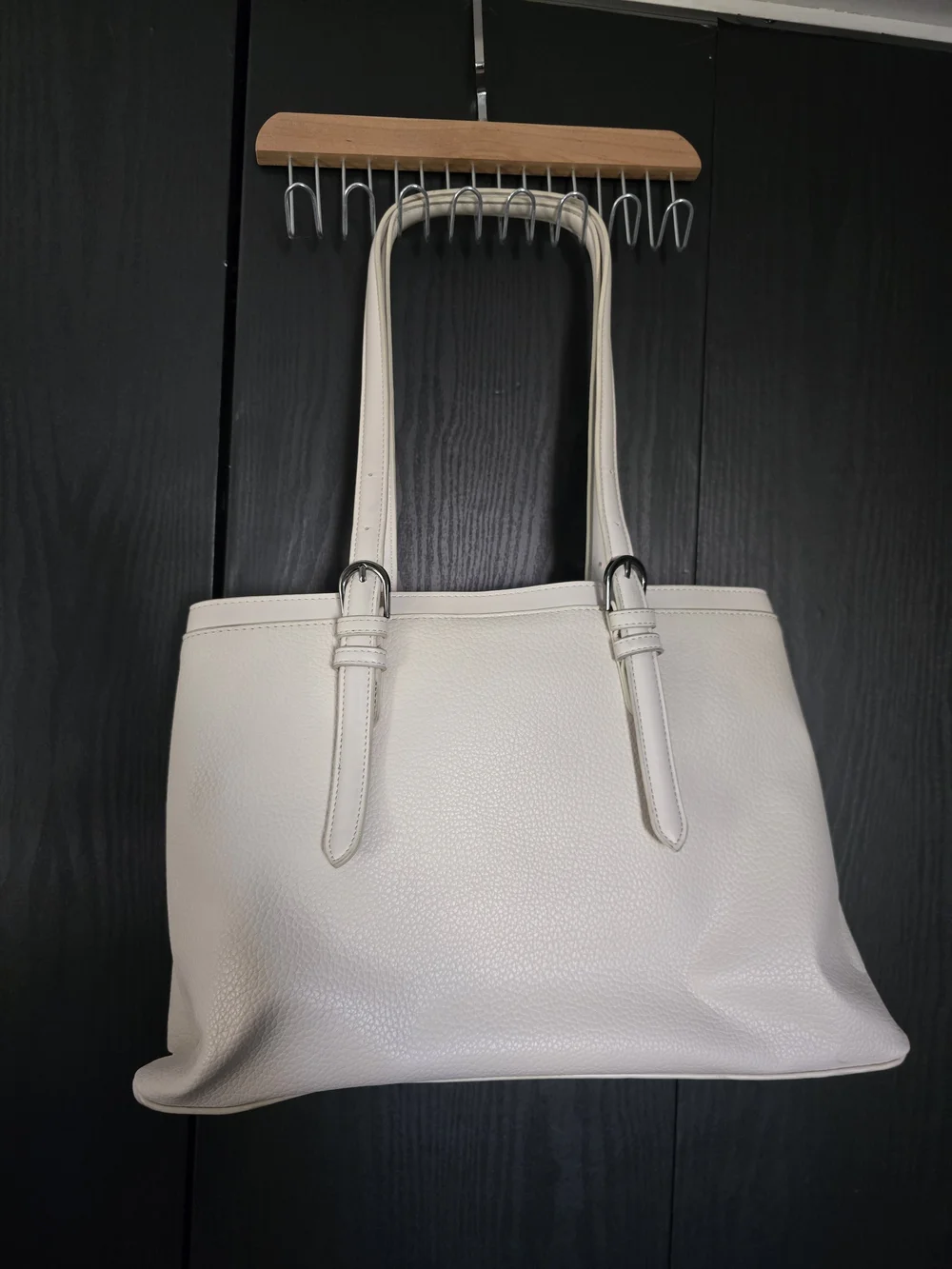 Steve Madden Ivory Leather Tote Bag